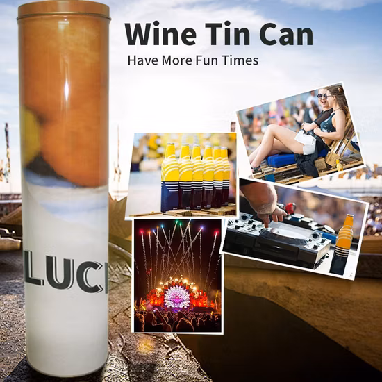 Custom Round Metal Cylinder Tin Can Metal Tin Cylinder Wine Tin Box