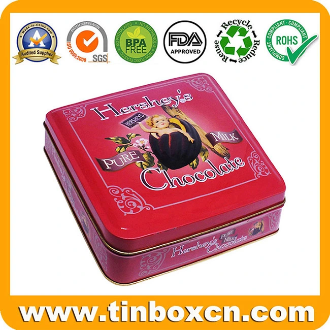 Customized Food Packaging Metal Square Chocolate Tin Box with Embossing