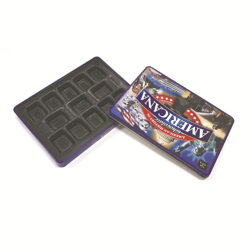 Custom Large Thin Rectangular Cookie Biscuit Chocolate Packaging Metal Chocolate Tin Box