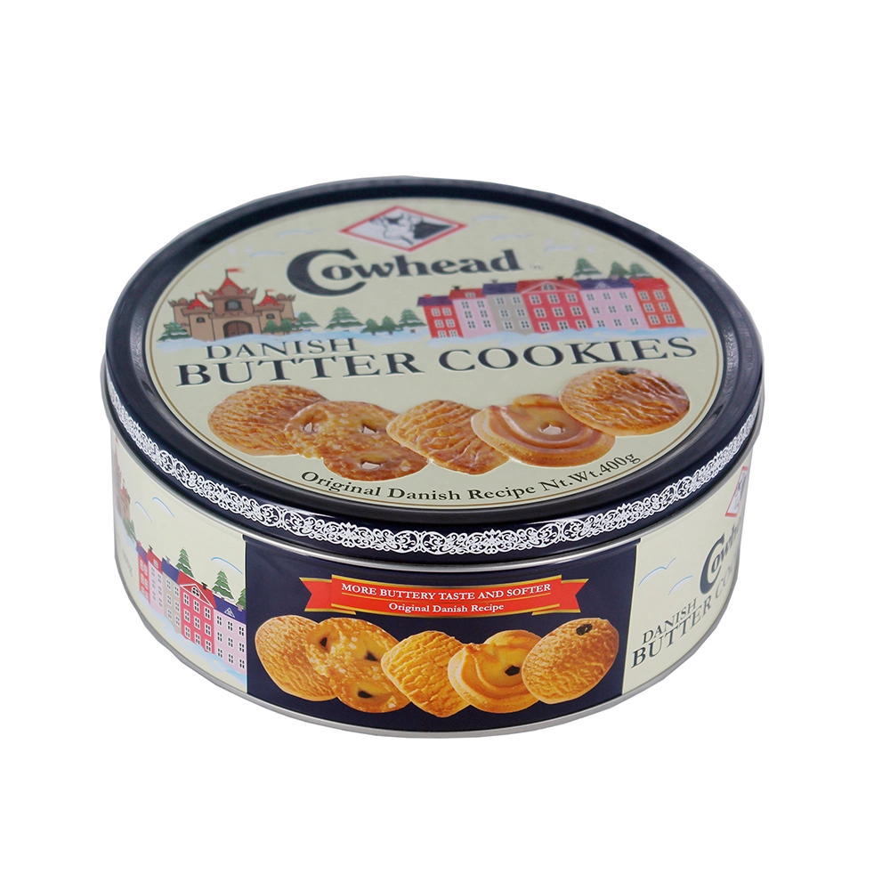 High Quality Customized Bespoke Gift Food Chocolate Metal Packaging Case Round Biscuit Cookie Tin Can Box