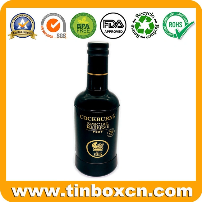 Empty Customized Metal Wine Bottle Tin Box for Whisky Vodka