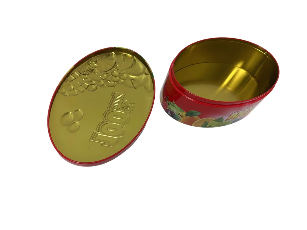 Factory Price Oval Shape Metal Chocolate Tin Christmas Gift Tin Boxes Packaging Cookies Tin Box