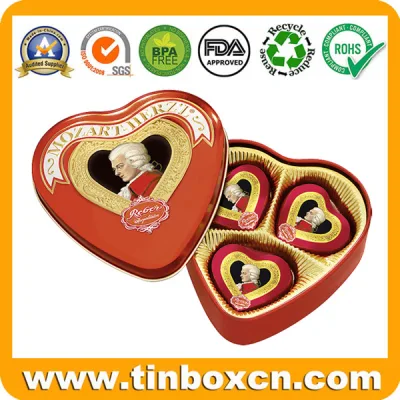Empty Custom Heart-Shaped Metal Tin Box for Packing Promotional Gifts