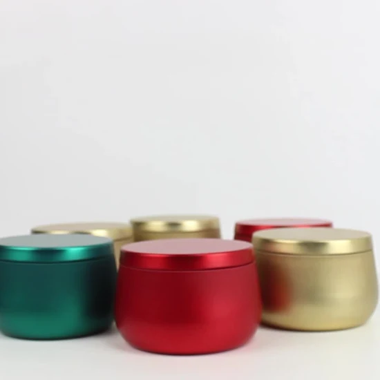 Elegant Black Round Metal Candle Jar Travel Tin Box with Custom Printing